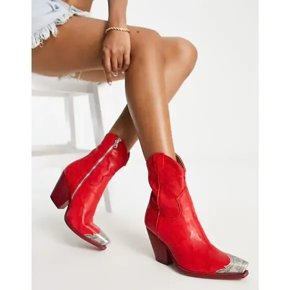 Free People women’s Brayden red cowboy western boots size 39/8.5 or 9 us - Picture 2 of 7